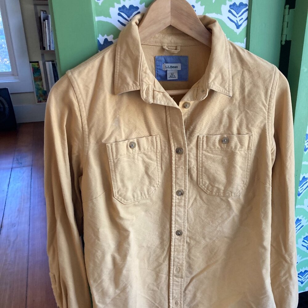 LLBean Chamois Shirt Yellow w/ Blue, XS
